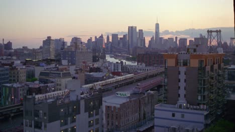 16mm-film-of-Brooklyn-and-Downtown-New-York-city-Skyline-at-sunset