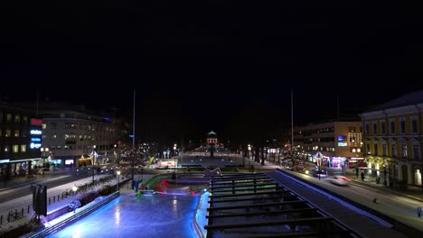 Time-lapse-Swedish-Town-At-Night