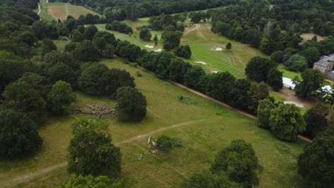 Vista-De-Arial-Drone-De-Richmond-Park-Y-Campo-De-Golf-En-Londres