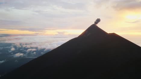 Aerial-view-of-the-Volcán-de-Fuego-erupting-during-sunset