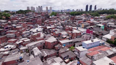 Fly-over-a-Sao-Paolo-crowded-favela-on-an-overcast-day-with-breathtaking-forward-motion-4K-drone-footage