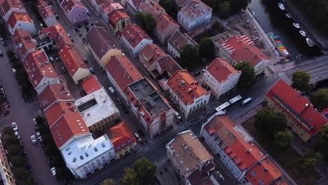 AERIAL-Drone-Shot-of-the-Old-Town-in-Klaipeda,-Lithuania