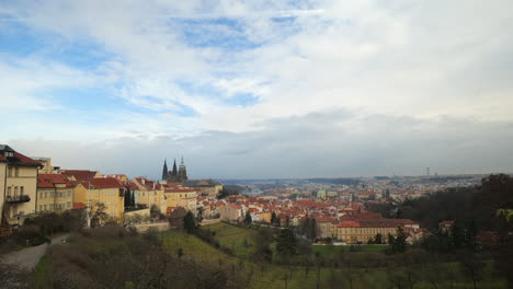 Timelapse-of-historical-part-of-Prague-with-sunny-blue-skyline