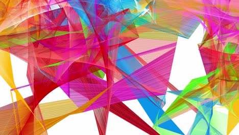 Animación-Abstracta-De-Pintura-Multicolor-De-Polígonos-Moviéndose-Sobre-Fondo-Blanco