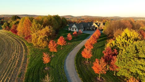 Aerial-reveal-of-large-modern-home-in-rural-USA