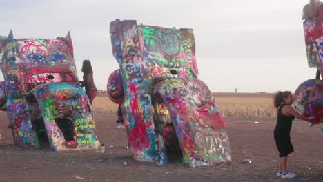 Cadillac-Ranch,-Amarillo,-Texas,-USA---June-2022:-a-public-art-installation-and-sculpture-created-in-1974-along-Interstate-40-Highway-or-old-route-66