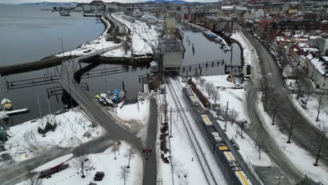 Train-chase-with-drone-towards-Trondheim-Railway-station