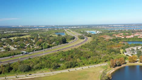 Aerial-view-of-highway-to-Sarasota,-Florida