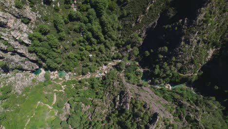 Vista-Cenital-Del-Desfiladero-Y-Barrancos-Montañosos-Con-Bosque-Mediterráneo-Y-Cauce