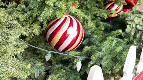 Candy-stiped-Christmas-ornament-decoration-on-a-tree