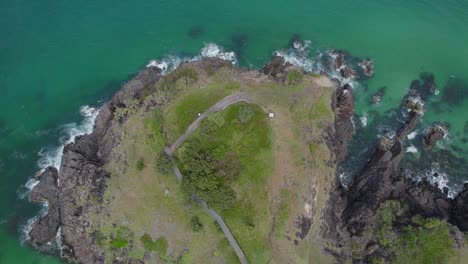 Aerial-Topdown-Of-Norries-Headland-Peninsula-In-Cabarita-Beach,-New-South-Wales,-Australia