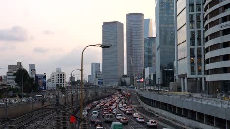 Work-force-rush-hour-traffic-at-Tel-Aviv-Ayalon-Israel