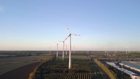 Fantastic-aerial-view-flight-speed-ramp-Hyperlapse-motionlapse-timelapse
of-a-Wind-turbine-wheel-Field-at-Brandenburg-Germany-at-summer-day-2022