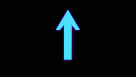 Neon-Arrow-sign-symbol-animation-on-black-background,-motion-graphics-arrow-pointing-up-4K-animated-image-video-elements