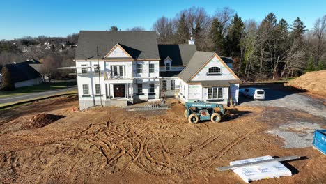 Aerial-view-of-construction-of-new-home-in-America