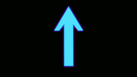 Neonpfeilzeichen-symbolanimation-Auf-Schwarzem-Hintergrund,-Bewegter-Grafikpfeil,-Der-Nach-Oben-Zeigt-4k-Animierte-Bildvideoelemente
