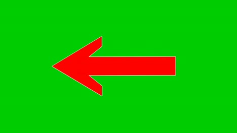 Pfeilzeichen-Symbolanimation-Auf-Grünem-Bildschirm,-Roter-Cartoon-Pfeil,-Der-Nach-Links-Zeigt-4k-Animierte-Bild-Video-Overlay-Elemente