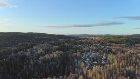 Drone-landscape-view-over-Bongbro,-Sweden