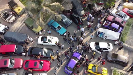 Aerial-Birds-Eye-View-Looking-Down-At-People-Attending-Pakwheels-Car-Show-In-Karachi