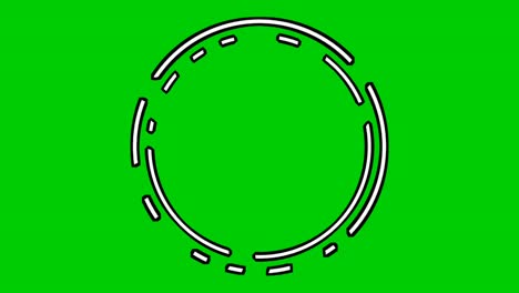 Animationskarikatur-Mit-Rotierenden-Kreisrand-Bewegungsgrafiken-Für-Videoelemente,-Die-Auf-Grünem-Hintergrund-überlagert-Werden
