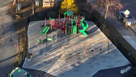 High-aerial-zoom-of-empty-playground