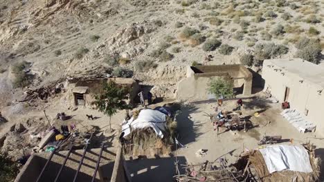 Aerial-View-Of-Remote-Village-In-Balochistan-With-Livestock
