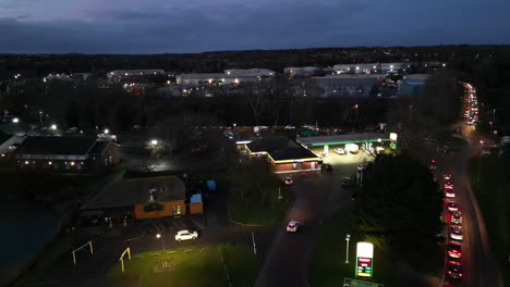 Aerial-view-of-a-petrol-station-at-Billing-Aquadrome