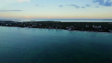 Aerial-view-of-Holbox-Island-in-Mexico-at-sunset