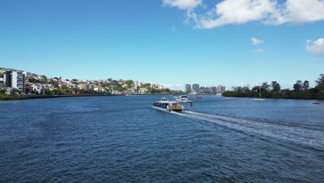 Siguiendo-Un-Ferry-Citycat-En-Newstead-En-El-Río-Brisbane-En-Verano