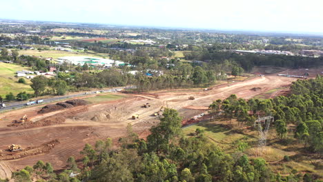 Construction-work-on-the-new-M12-highway-project-for-the-new-Western-Sydney-International-Airport,-Australia