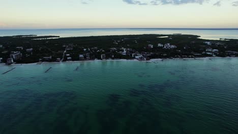 Aerial-shot-of-Holbox-Island,-Mexico.-Caribbean
