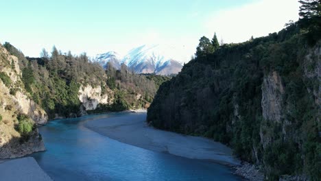 Mid-winter-aerial-approach-to-beautiful-Rakaia-River-Gorge---shadow-and-light
