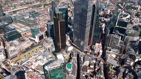 Aerial-view-of-the-City-of-London-towers-looking-west-to-east-including-Bishopsgate,-Leadenhall-and-the-Nat-West-Tower