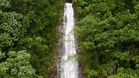 Aerial-drone-closeup-pullback-shot-of-waterfall