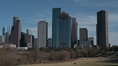 Houston-skyline-panning-left-to-right-from-Eleanor-Tinsley-Park-on-Buffalo-Bayou-Houston-Texas