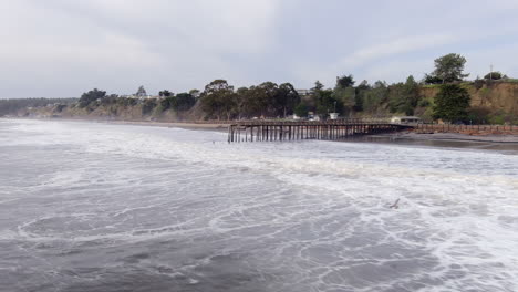 Aerial,-pier-at-Seacliff-State-beach-destroyed-by-flooding-storm-surge-caused-by-climate-change