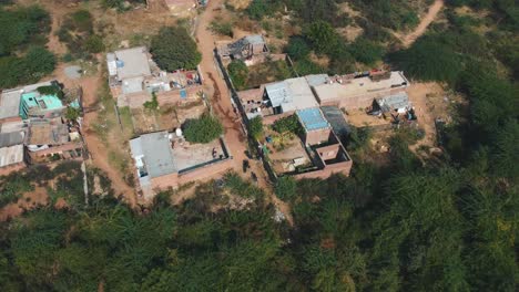 Aerial-drone-shot-of-an-Indian-village