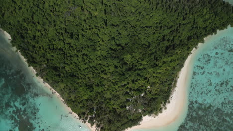 aerial-bird's-eye-view-of-Ilot-Moro,-wonderful-islet-near-Isle-of-Pines,-New-Caledonia