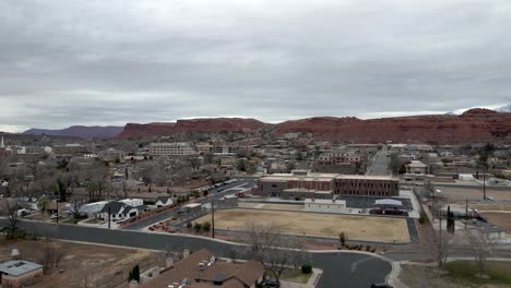 Historic-downtown-St.-George,-Utah---aerial-flyover