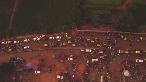Aerial-Drone-shot-of-Indian-Traffic-Roads-at-Time-of-Festival