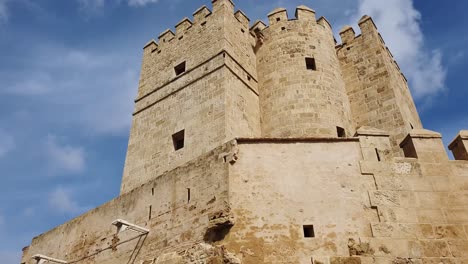 Cordoba---The-Torre-de-Calahorra-view-of-the-ancient-fortress-against-a-blue-sky