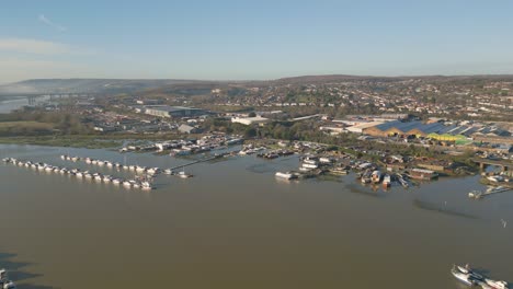 Panorama-view-from-the-air-of-River-Medway-in-Rochester-uk