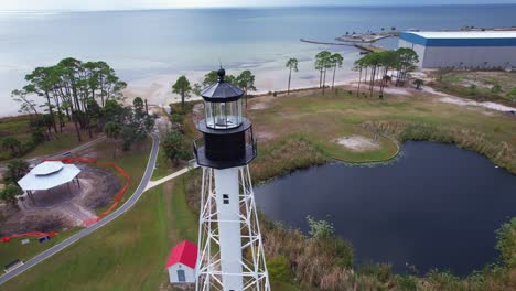 Aerial-circular-of-Cape-San-Blas-Lighthouse-at-Port-St