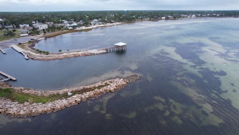 Aerial-approach-of-bay-at-Port-St
