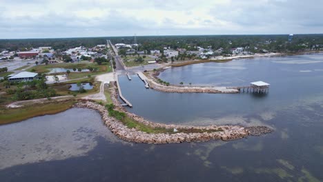Aerial-approach-of-Port-St.-Joe,-Florida