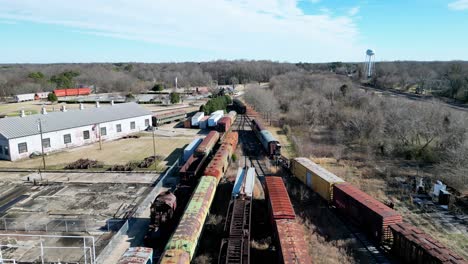 Old-Rusty-Train-Cars-at-North-Carolina-Transportation-Museum-in-Salisbury-NC