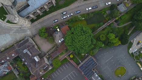 Topdown-Shot-Flying-Over-Lincoln-Cathedral-UK