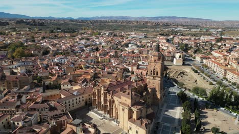 Guadix-Cathedral-in-Granada,-Andalusia,-Spain---Aerial-4k-Circling