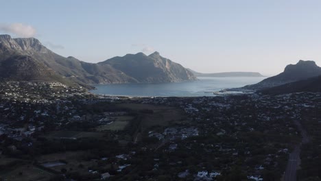 Aerial-Hout-Bay,-Cape-Town-Tracking-Forward-Tilt-Down-Golden-Hour-4K