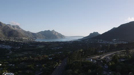 Aerial-Hout-Bay,-Cape-Town-Tracking-Forward-Golden-Hour-4K